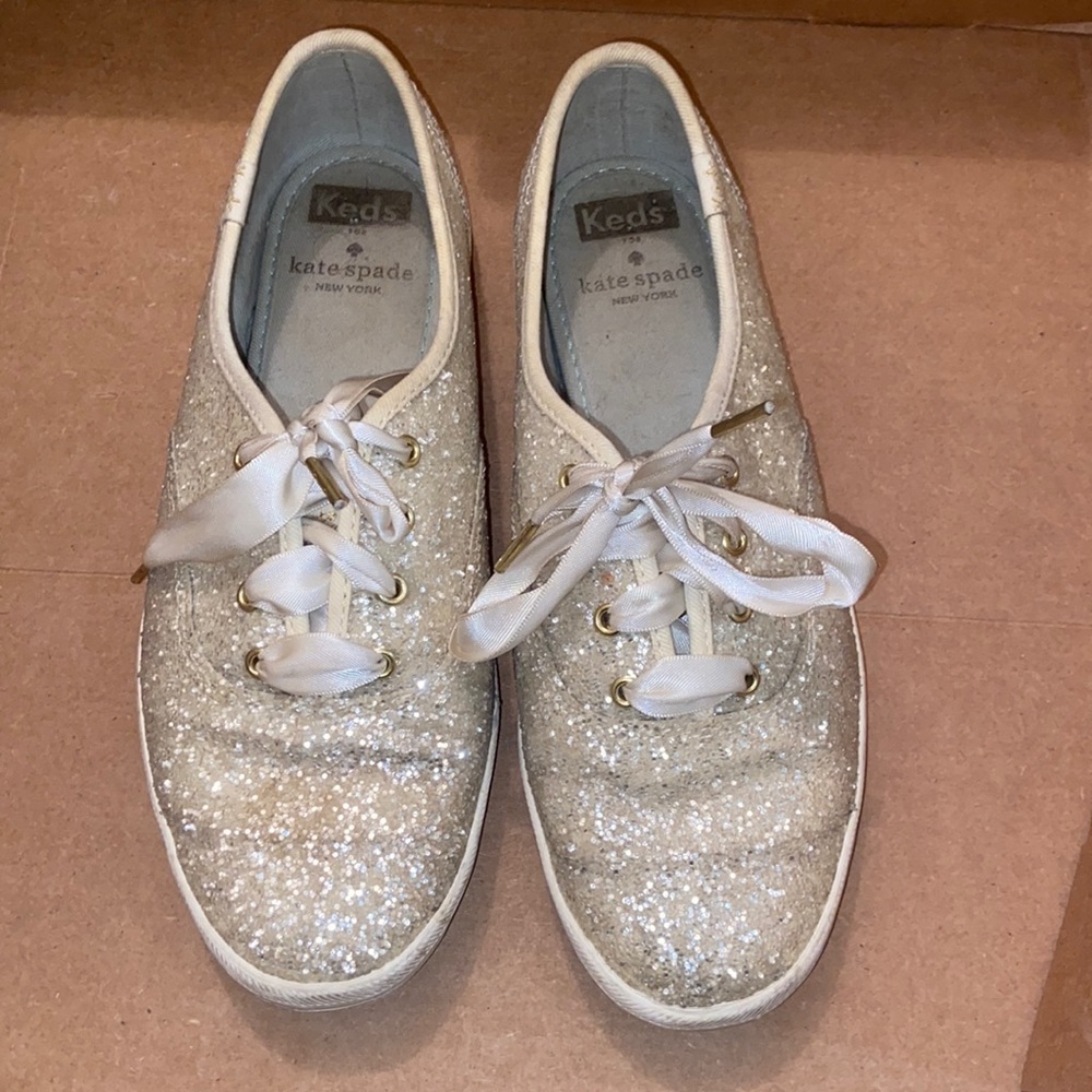 Kate spade Keds in sparkly white